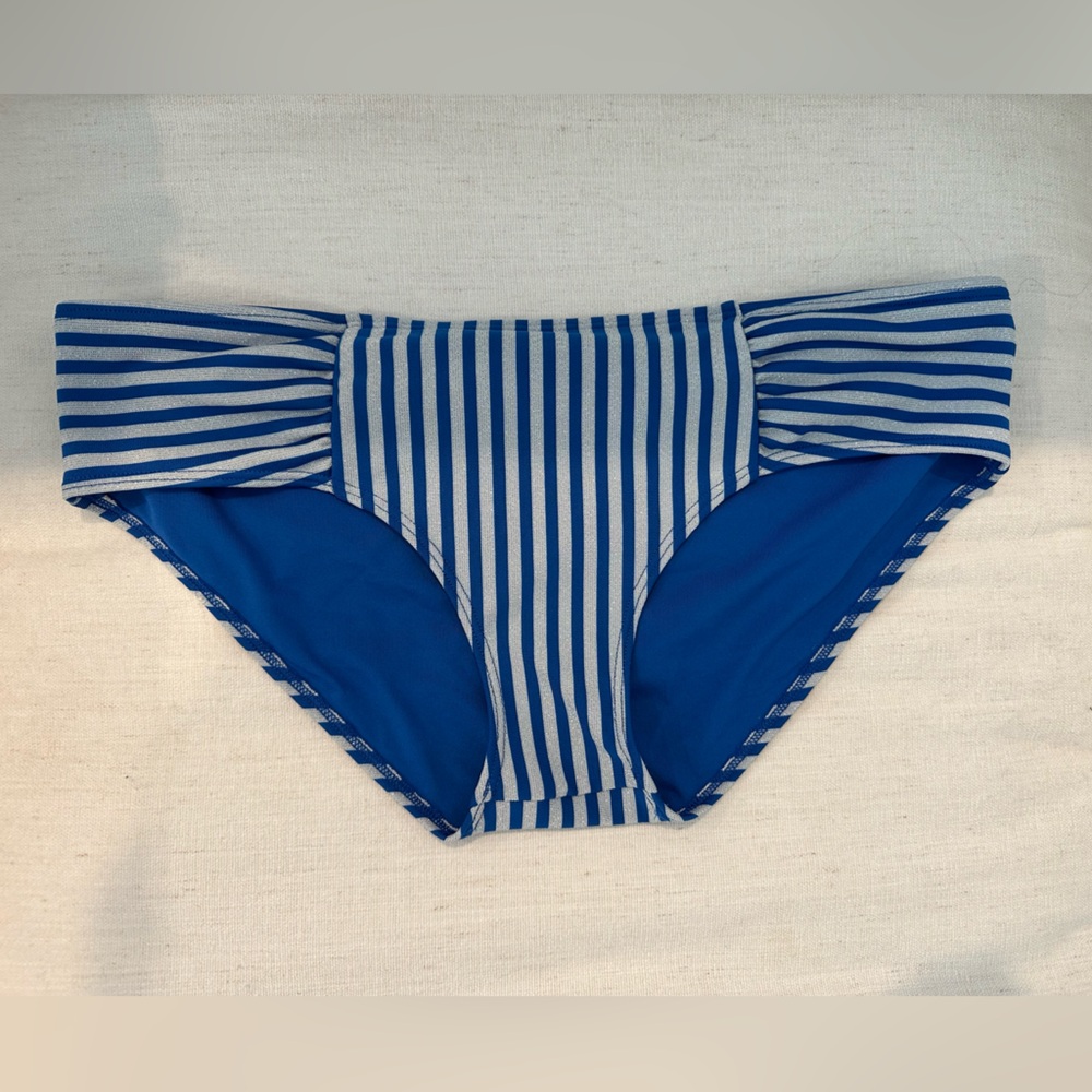 Aerie Navy and Silver Striped Bikini Bottom